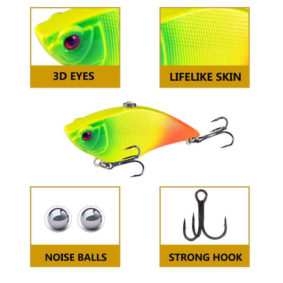 1pca Leurre VIB Long-Cast 7cm  - Fishing Hook Treble avis et prix